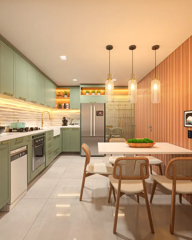 Renderização 3D — Cozinhas, Salas e Ambientes Integrados — projeto Arq. Mariana | 3d.cicilia