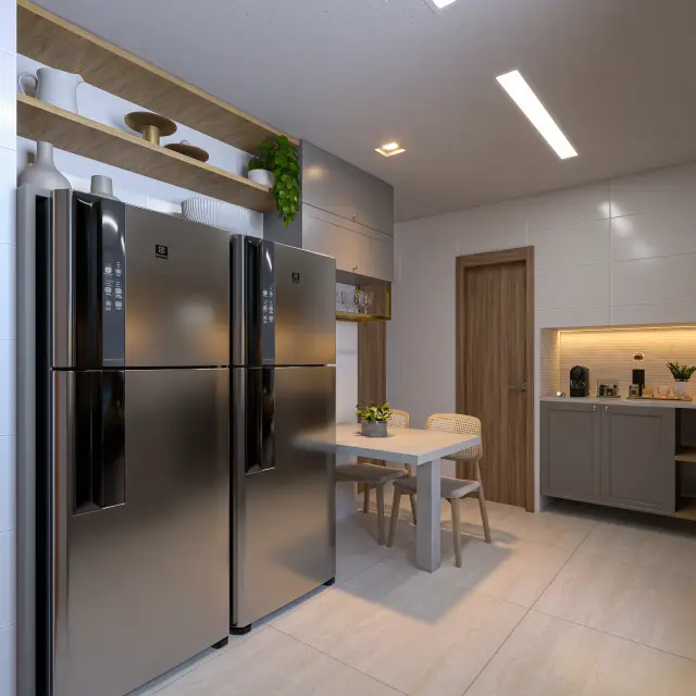 Renderização 3D — Cozinhas, Salas e Ambientes Integrados — projeto Arq. Mariana | 3d.cicilia