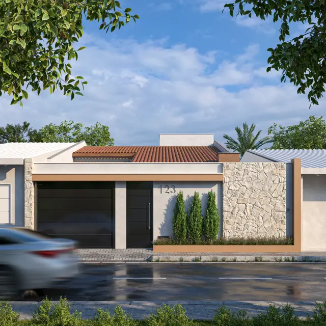 Renderização 3D — Residencial Externo — projeto Arq. Eduardo Pequeno | 3d.cicilia